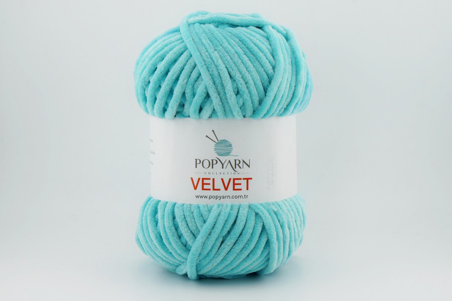 Пряжа POPYARN Velvet мікрополіестер 100% бірюзовий блідий 120м(100гр)