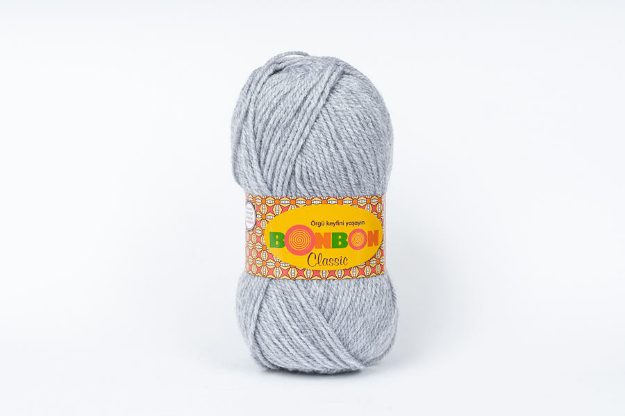 Пряжа NAKO Bonbon Classic акрил 100% сірий 200м(100гр) 98233