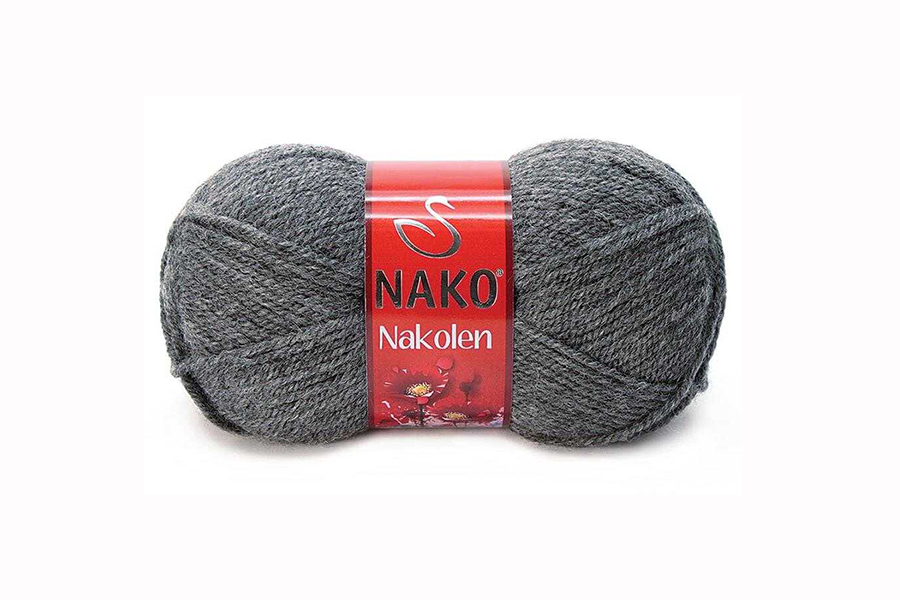 Пряжа NAKO Nakolen вовна 49%, акрил 51% сірий темний 210м(100гр)