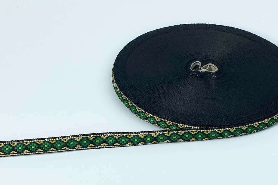 Тасьма 10 мм з люрексом зелений