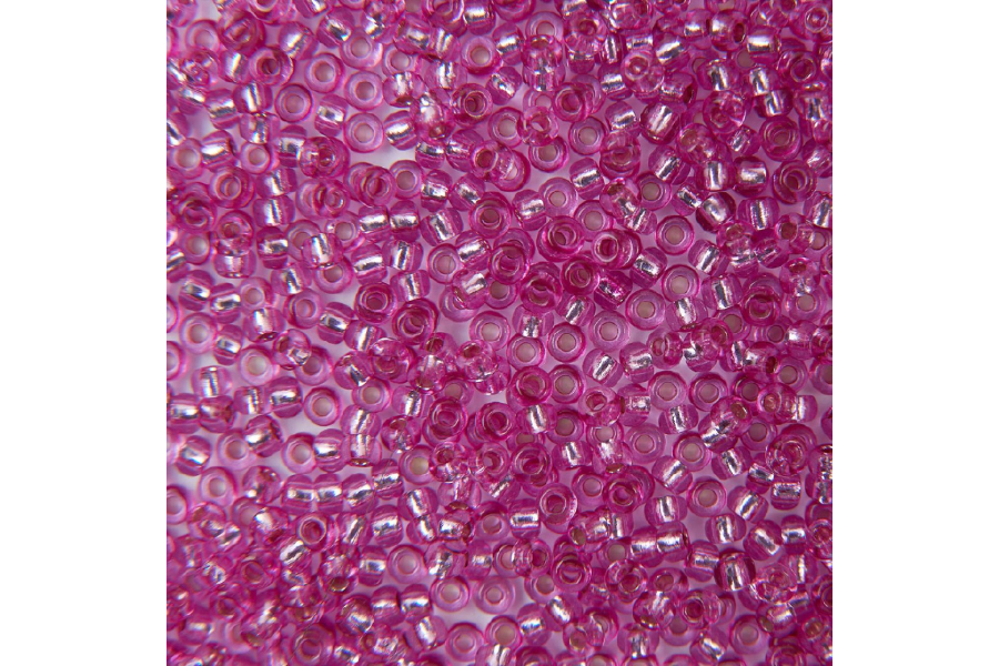 Бісер Preciosa 08225 №10 кришталь срібляста серединка фуксія бузкова 2,3 мм