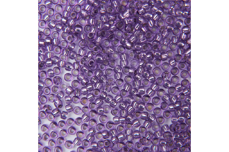 Бісер Preciosa 08228 №10 кришталь срібляста серединка бузковий темний 2,3 мм