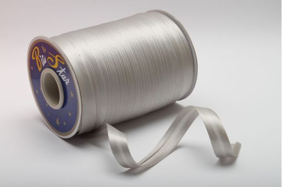 Бейка 16 мм MH сатинова (атласна), підвернута сірий блідий