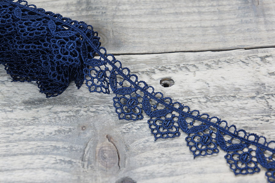 Мереживо гіпюр 30 мм SinemBro синій темний