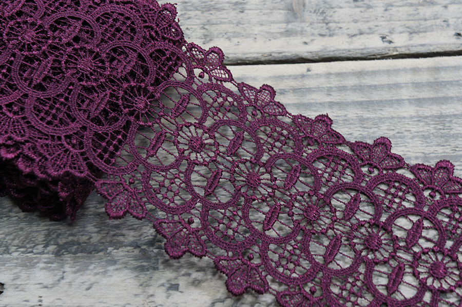 Мереживо гіпюр 95 мм SinemBro бордовий