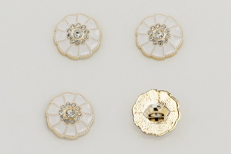 Гудзик на ніжці 18 мм Mertbutton металізований білий КМ-04 KM-04-03-28-999/gold