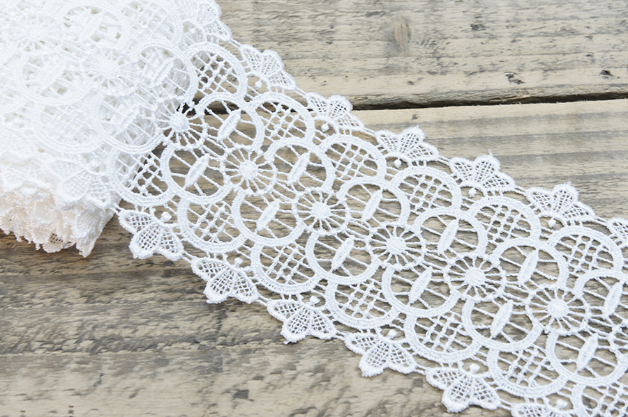 Мереживо гіпюр 95 мм SinemBro біло-молочний