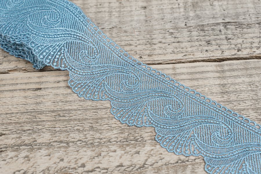 Мереживо органза 70 мм блакитний сірий