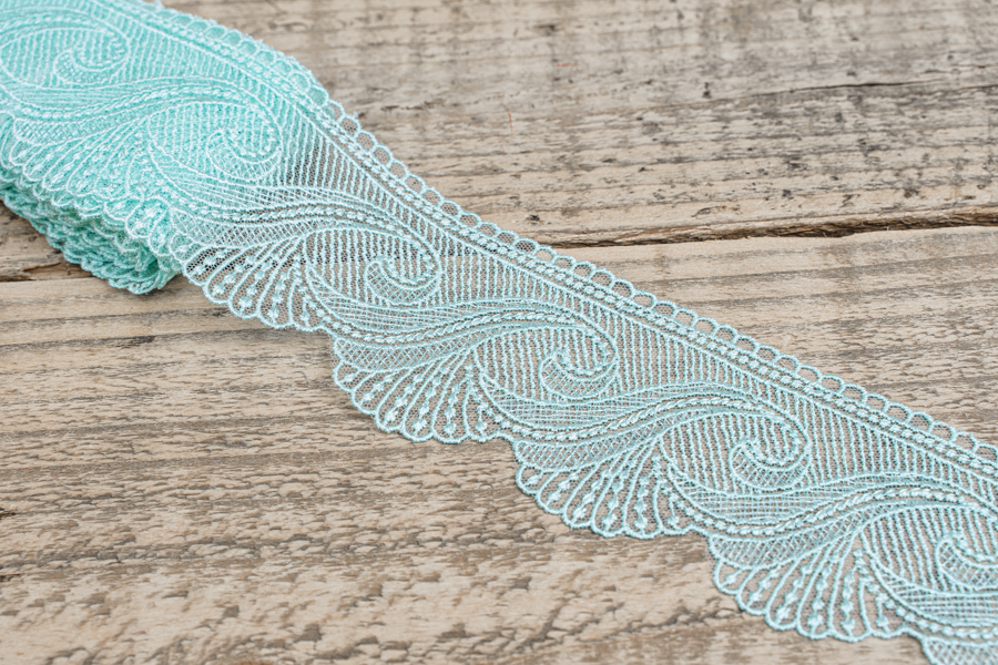 Мереживо органза 70 мм бірюзовий блідий