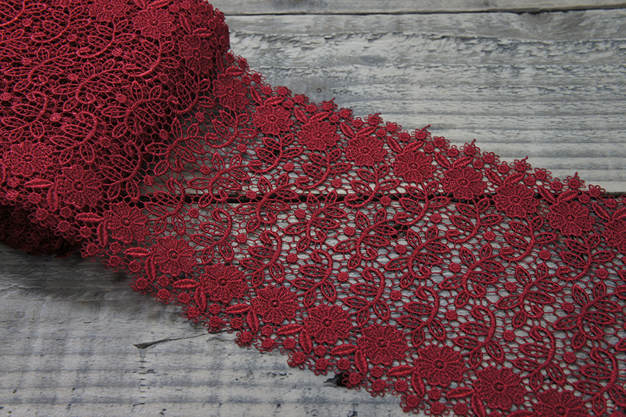 Мереживо гіпюр 145 мм SinemBro червоний