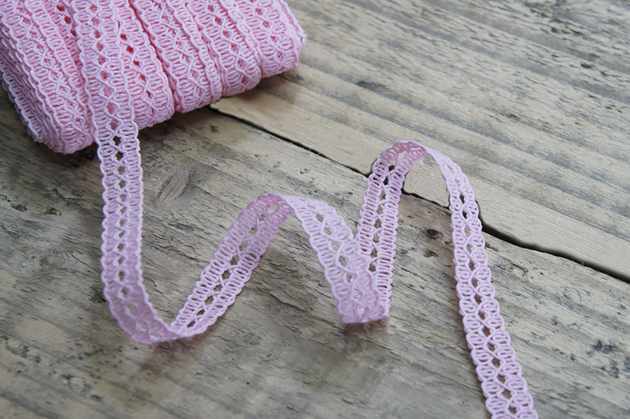 Мереживо бавовна 13 мм Лента рожевий