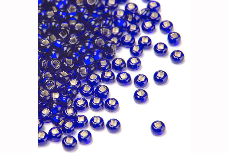 Бісер Preciosa 37100 №10 прозорий срібляста серединка синій 2,3 мм
