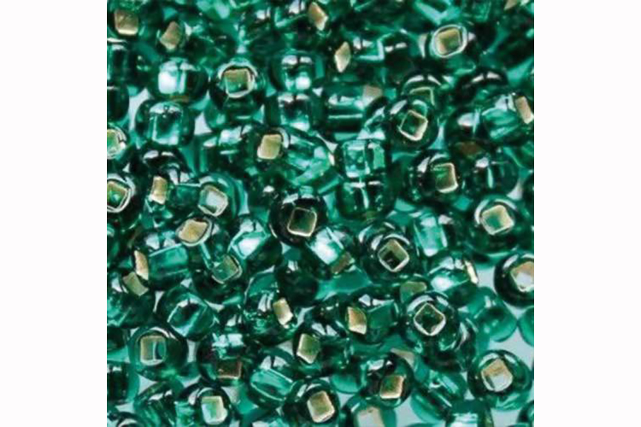 Бісер Preciosa 57710 №10 прозорий срібляста серединка зелений пляшковий 2,3 мм