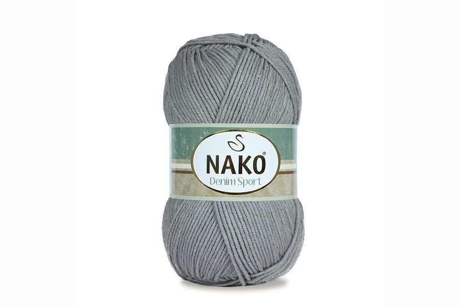 Пряжа NAKO Denim sport бавовна 60%, акрил 40% сірий 265м(100гр) 01461