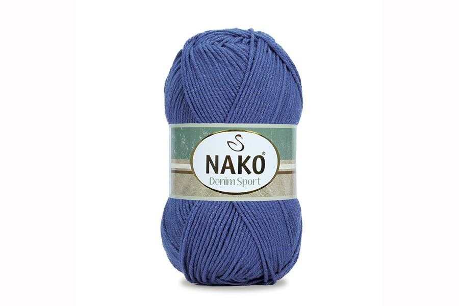 Пряжа NAKO Denim sport бавовна 60%, акрил 40% синій 265м(100гр) 02859