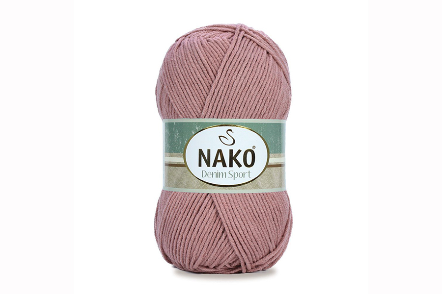 Пряжа NAKO Denim sport бавовна 60%, акрил 40% фрезовий рожевий темний 265м(100гр) 04130