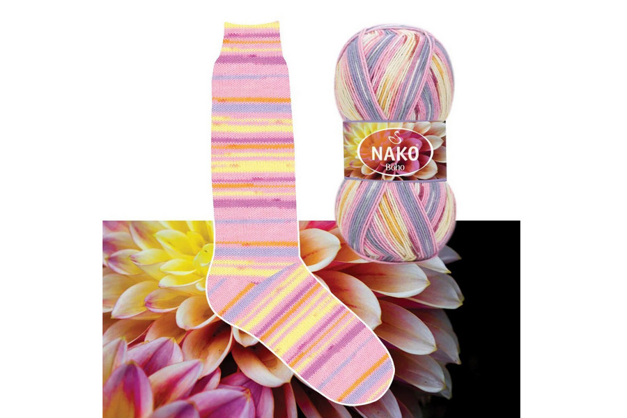 Пряжа NAKO Boho Desen вовна 75%, акрил 25% різнокольоровий 400м(100гр) 223080-82135