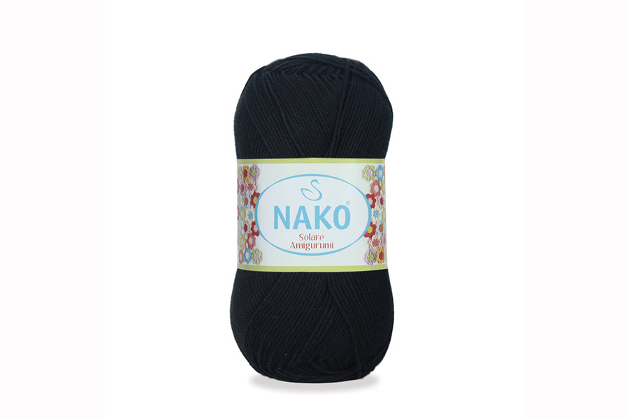 Пряжа NAKO Solare amigurumi бавовна 100% чорний 270м(100гр) 00217