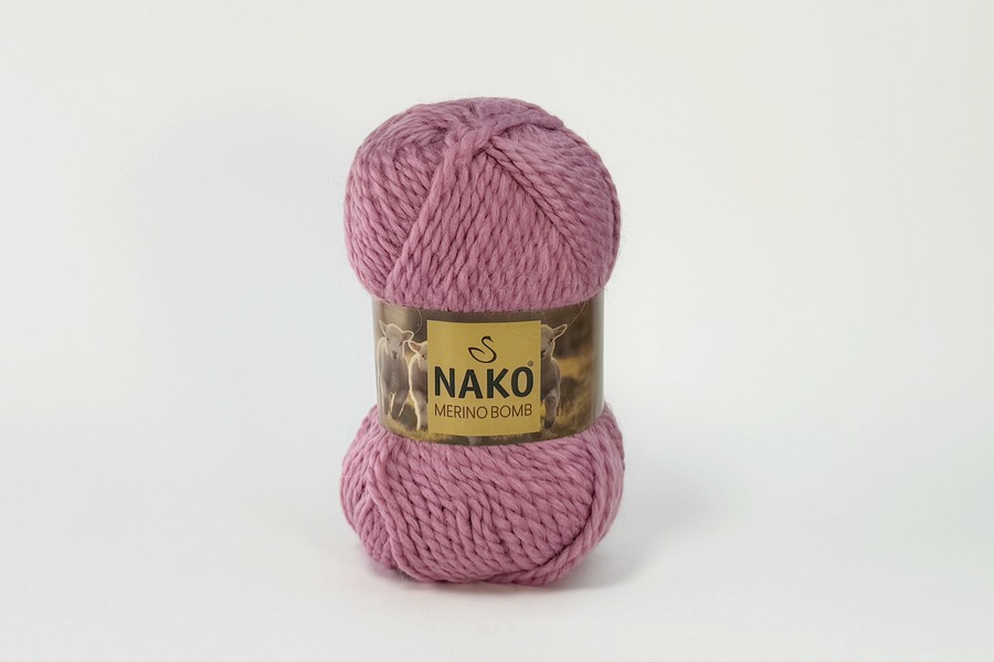 Пряжа NAKO Merino Bomb вовна 15%, мохер 25%, акрил 60% рожевий бузковий 120м(100гр) 12120