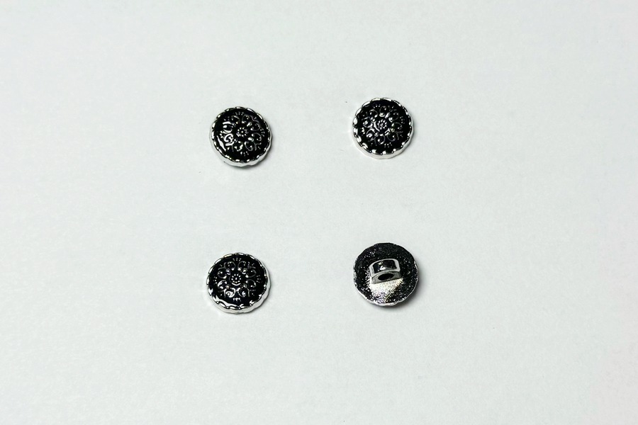 Гудзик на ніжці 12 мм Mertbutton металізований чорний BR-652-20-000/silver