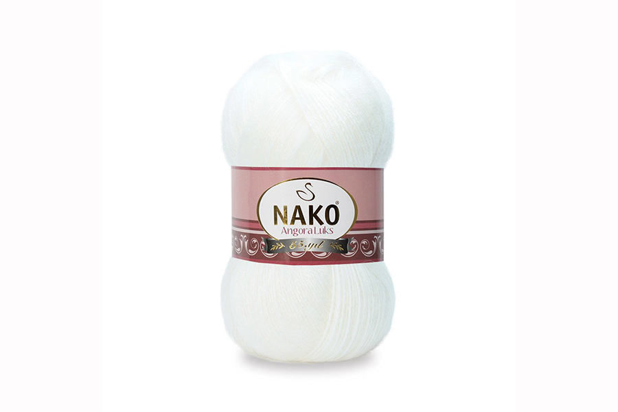  Пряжа "Angora Luks" 100гр / 550м  |2: білий 00208|