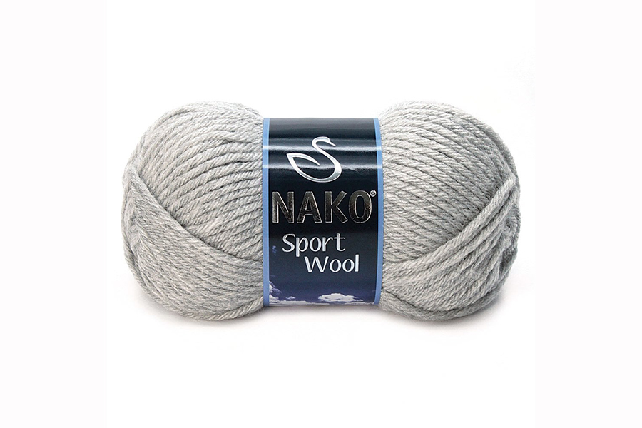 Пряжа NAKO Sport wool вовна 25%, акрил 75% сірий 120м(100гр) 00195