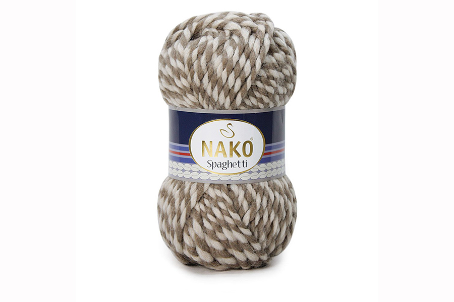 Пряжа NAKO Spaghetti вовна 25%, акрил 75% коричневий 60м(100гр) 21366