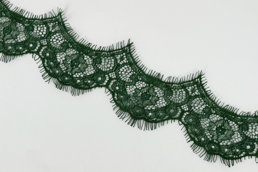 Мереживо шантільї 70 мм зелений темний