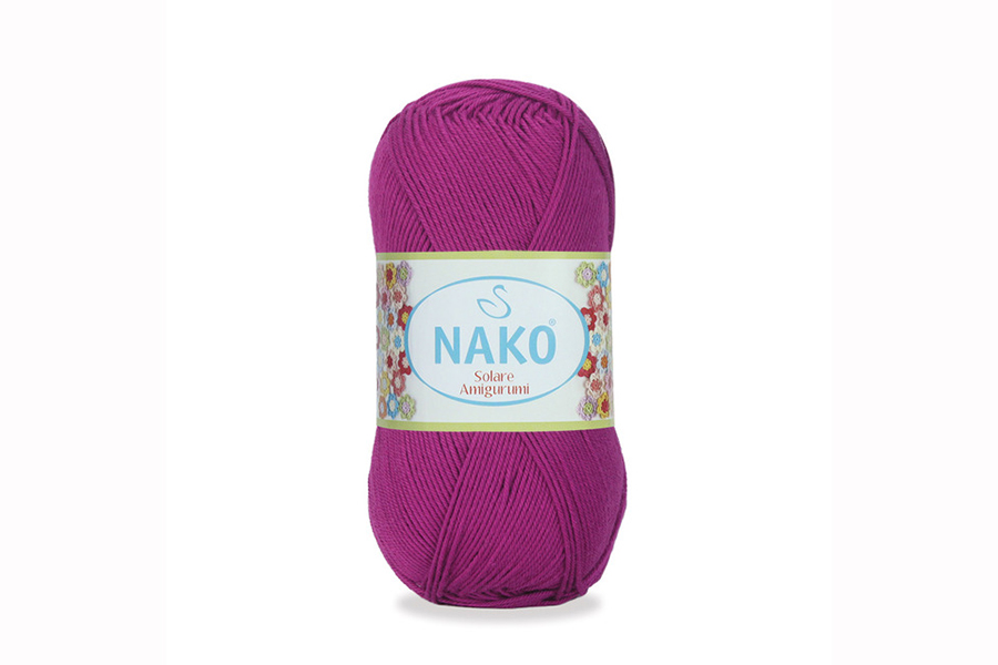 Пряжа NAKO Solare amigurumi бавовна 100% фуксія бузкова 270м(100гр)