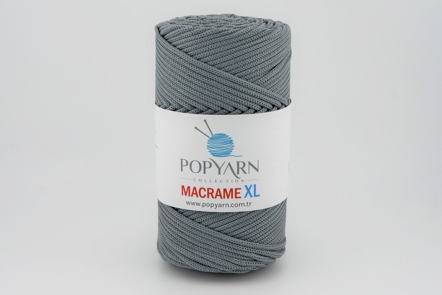 Пряжа POPYARN Macrame XL шнур поліпропілен 100% сірий 125м(250гр) 446