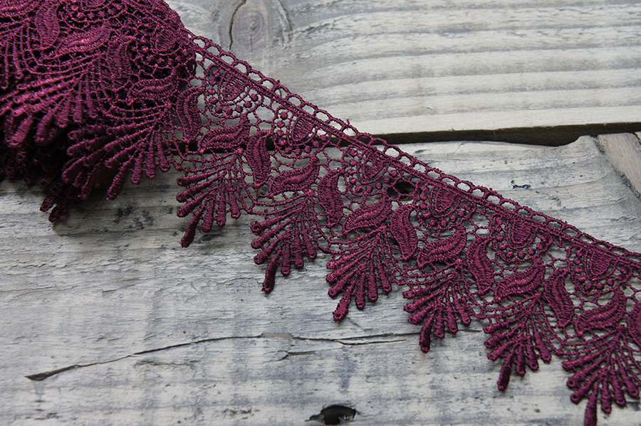 Мереживо гіпюр 70 мм SinemBro бордовий 4G4230-70-0798