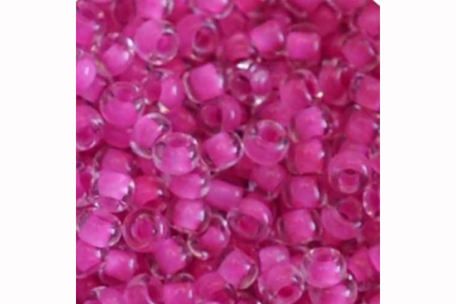 Бісер Preciosa 38325/1-5 №10 прозорий фарбована серединка рожевий яскравий 2,3 мм