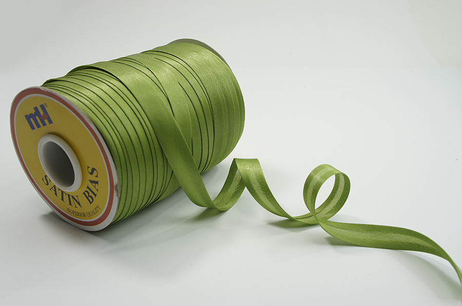 Бейка 16 мм MH сатинова (атласна), підвернута зелений грушевий
