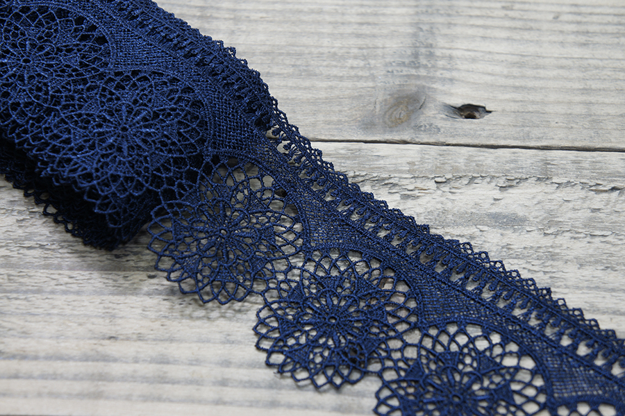 Мереживо гіпюр 80 мм Mertbutton синій темний