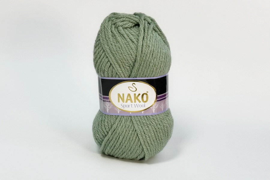 Пряжа NAKO Sport wool вовна 25%, акрил 75% полиновий сірий 120м(100гр) 10307