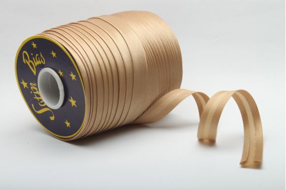 Бейка 16 мм MH сатинова (атласна), підвернута бежевий золотистий темний