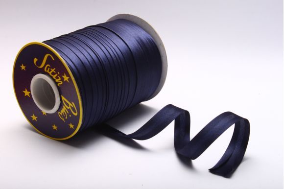 Бейка 16 мм MH сатинова (атласна), підвернута синій темний