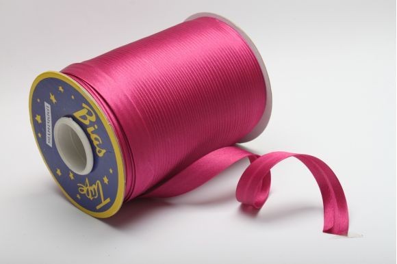 Бейка 16 мм MH сатинова (атласна), підвернута фуксія