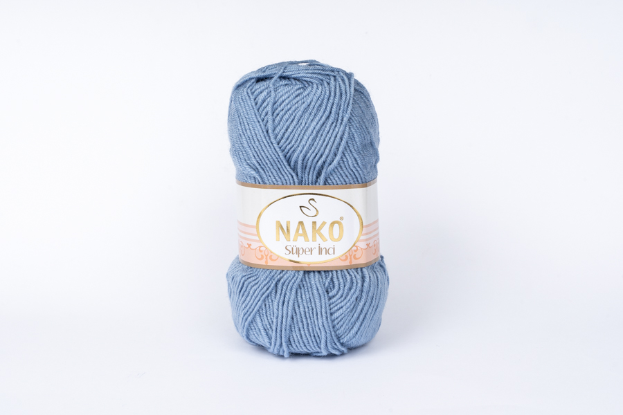 Пряжа NAKO Super Inci вовна 25%, акрил 75% блакитний сірий 260м(100гр) 01986