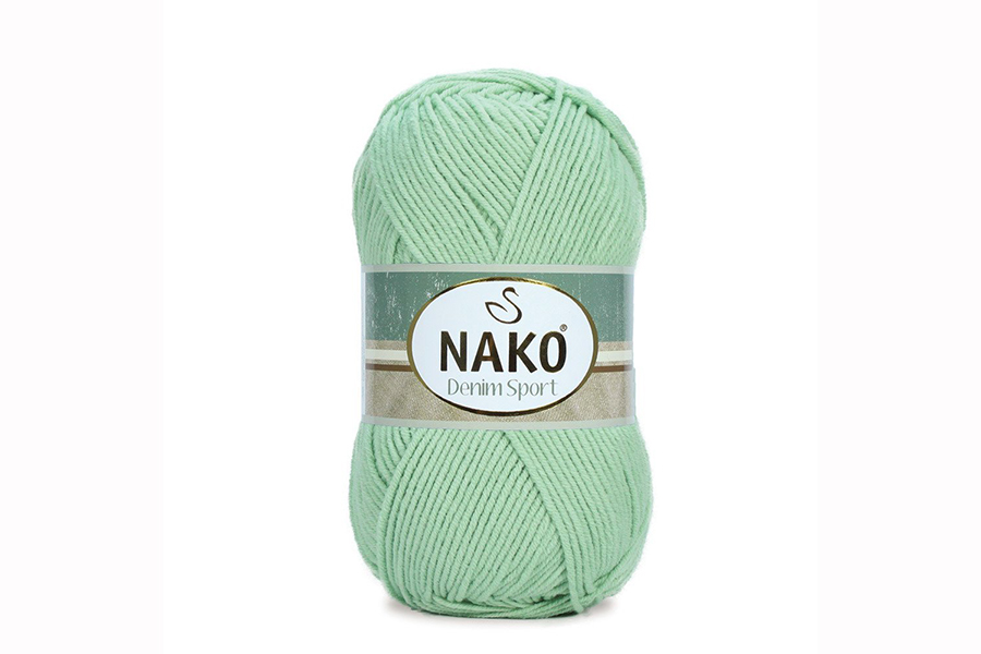 Пряжа NAKO Denim sport бавовна 60%, акрил 40% зелений світлий 265м(100гр) 12662