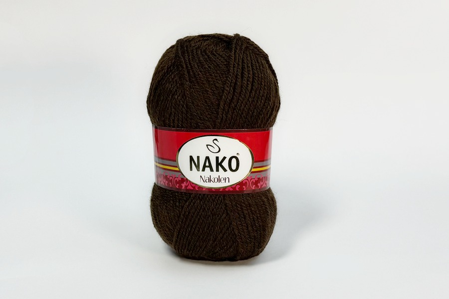 Пряжа NAKO Nakolen вовна 49%, акрил 51% шоколадний 210м(100гр) 01182