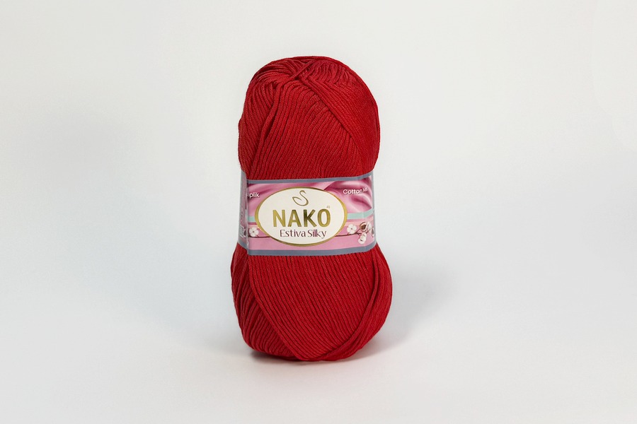 Пряжа NAKO Estiva Silky бавовна 52%, бамбукове волокно 48% червоний 224м(100гр) 069