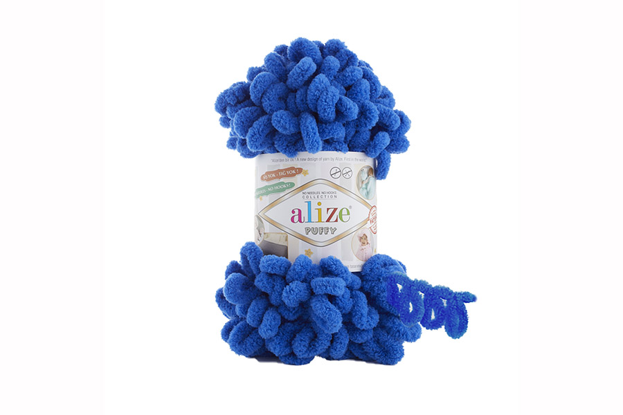 Пряжа Puffy поліестер 100% волошковий 9м(100гр)