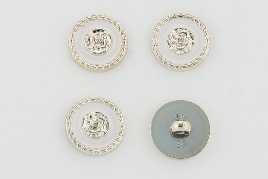 Гудзик на ніжці 21 мм Mertbutton металізований білий