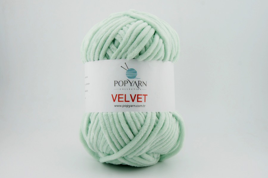 Пряжа POPYARN Velvet мікрополіестер 100% салатовий блідий 120м(100гр)