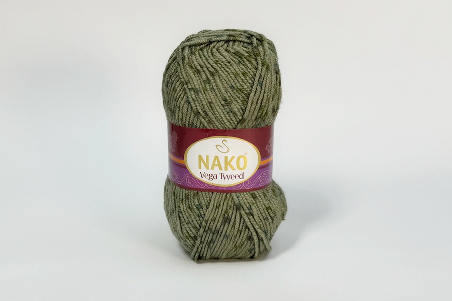 Пряжа NAKO Vega Tweed акрил 100% хакі блідий 195м(100гр)
