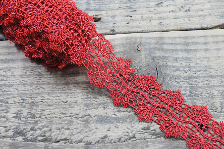 Мереживо гіпюр 50 мм Mertbutton червоний GO119-50-0812