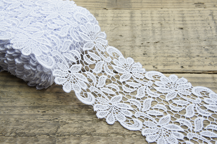 Мереживо гіпюр 100 мм SinemBro біло-молочний