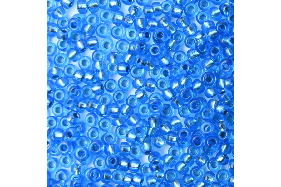 Бісер Preciosa 08236 №10 кришталь срібляста серединка блакитний яскравий 2,3 мм