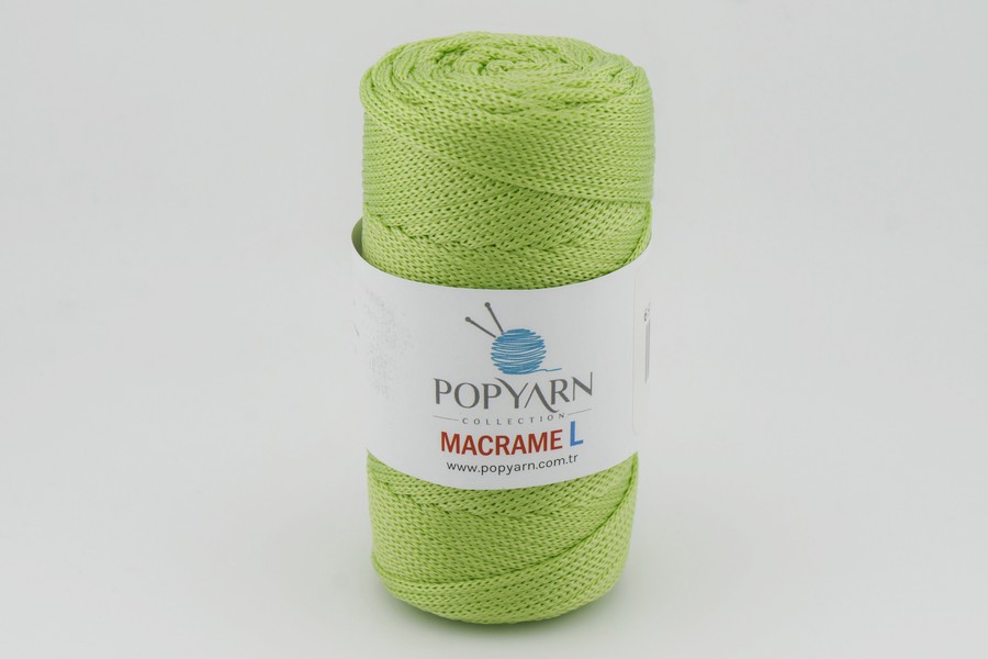 Пряжа POPYARN Macrame L шнур поліпропілен 100% салатовий яскравий 90м(100гр) 459
